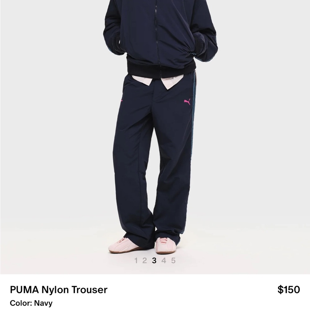 PUMA Men's Navy Joggers with Pink Accents